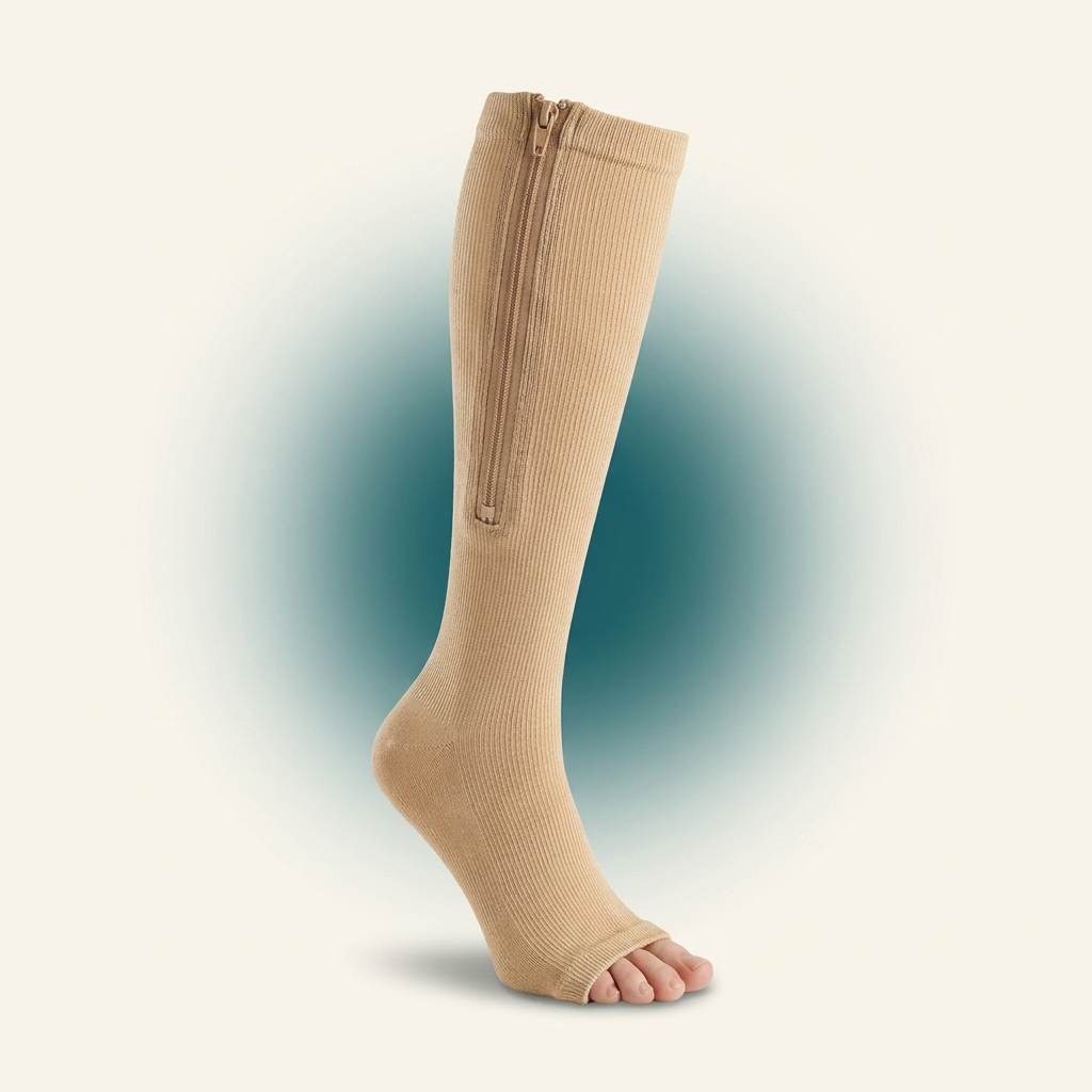 Grunvik ZipSit open-toe side-zip compression sock